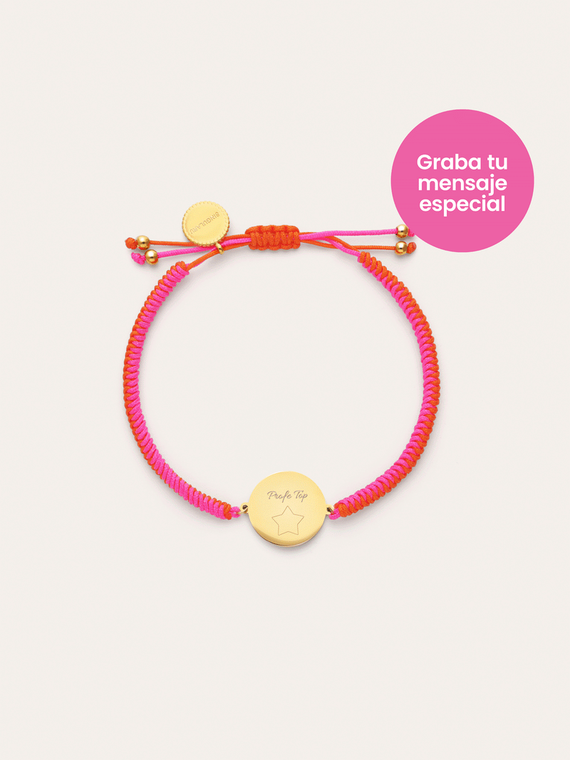 Personalized Bracelet Moon Neon Sunset Steel Gold-Plated