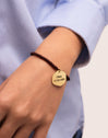 Brown Medallion Personalized Stainless Steel Gold Bracelet