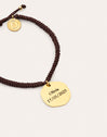 Brown Medallion Personalized Stainless Steel Gold Bracelet