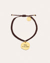 Brown Medallion Personalized Stainless Steel Gold Bracelet