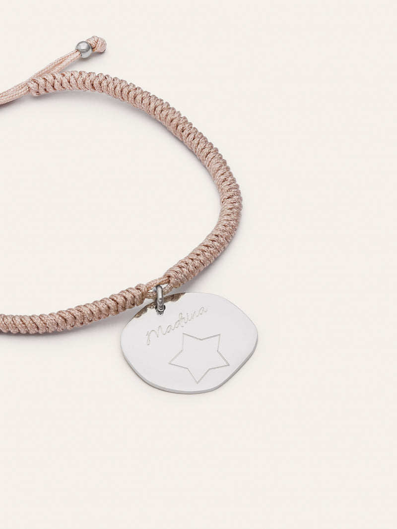 Personalized Bracelet Medallion Organic Pink Steel
