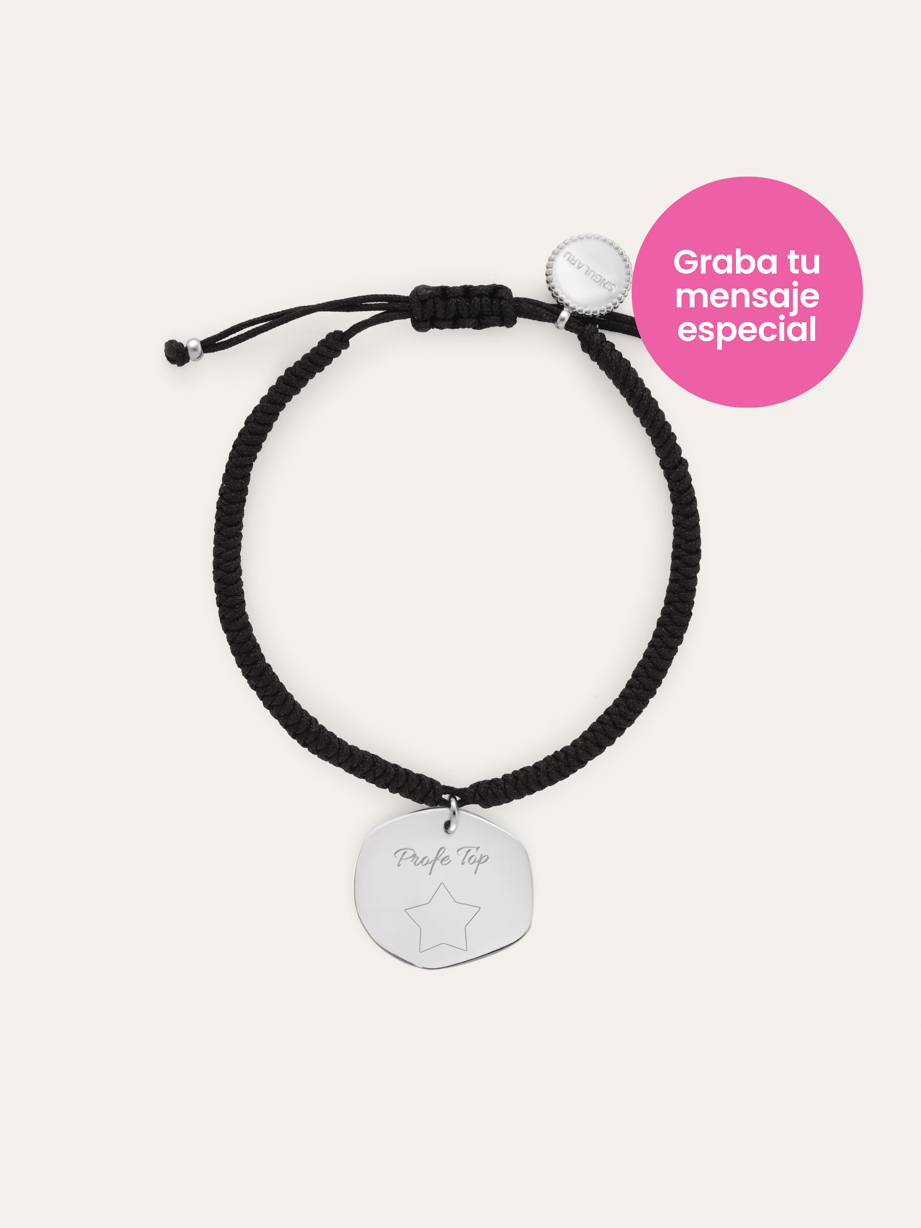 Pulsera Personalizada Medallón Organic Negro Acero