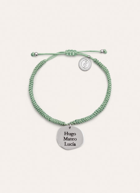 Green Medallion Personalized Stainless Steel Bracelet 