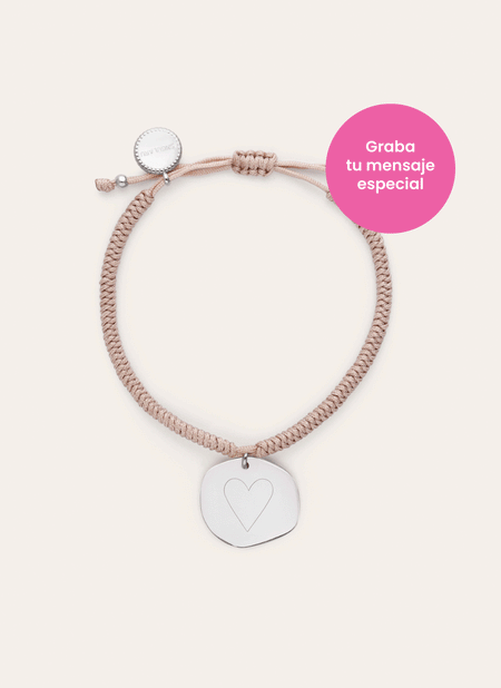 Personalized Bracelet Medallion Organic Pink Steel