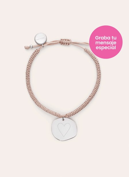Personalized Bracelet Medallion Organic Pink Steel