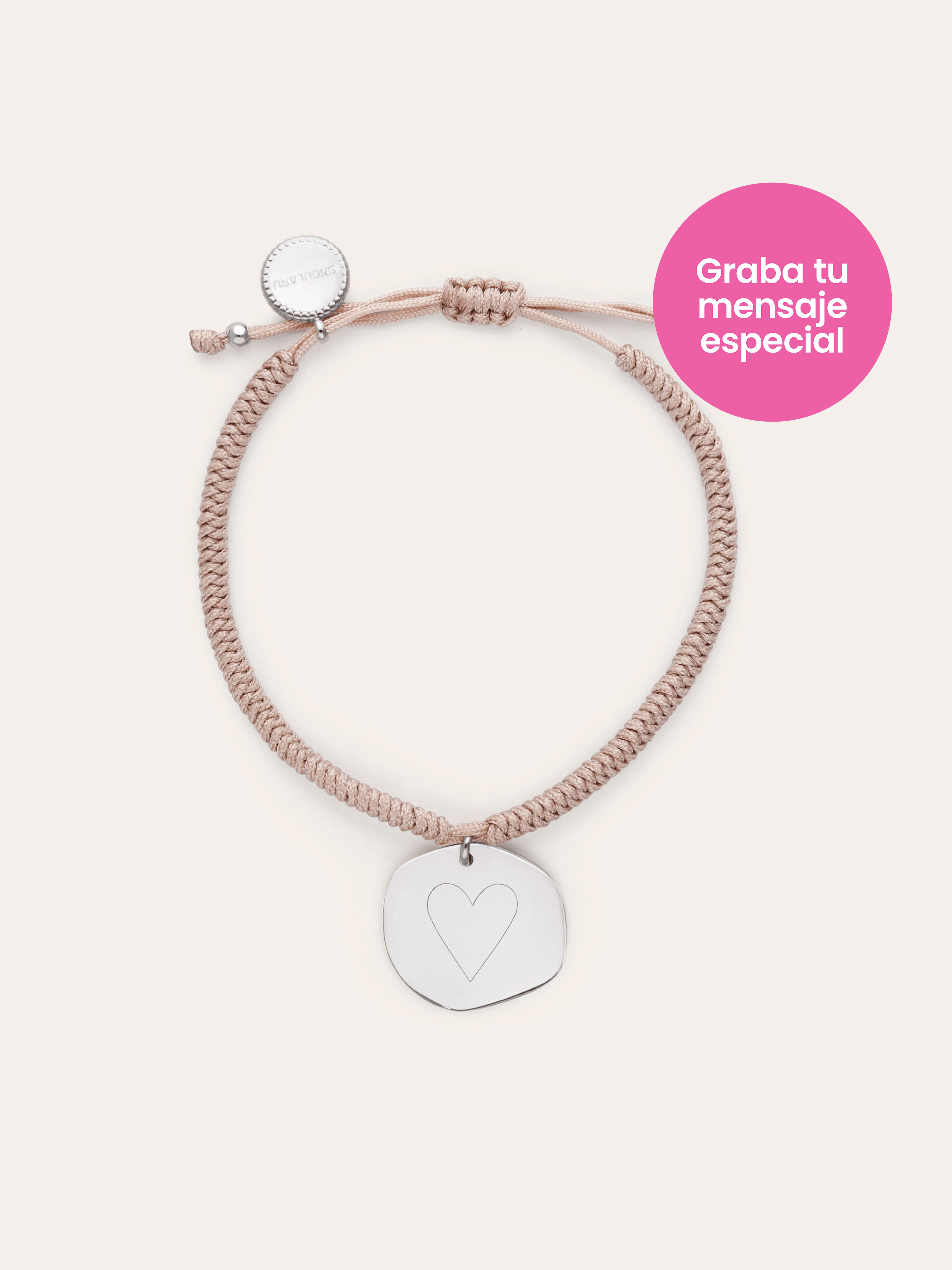 Personalized Bracelet Medallion Organic Pink Steel