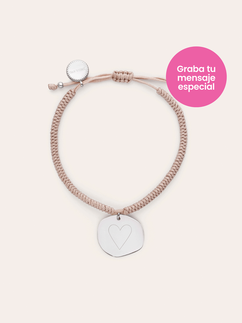 Personalized Bracelet Medallion Organic Pink Steel