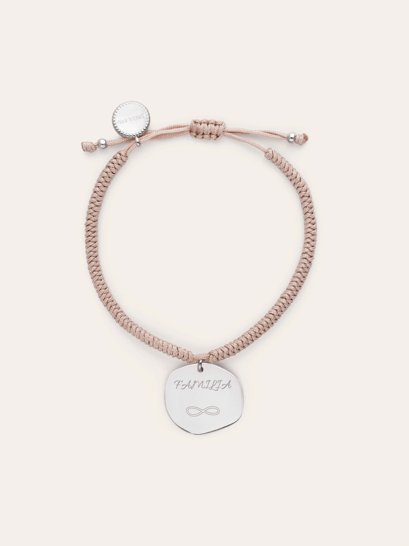 Personalized Bracelet Medallion Organic Pink Steel