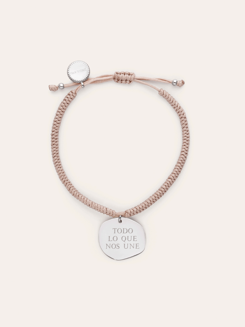 Personalized Bracelet Medallion Organic Pink Steel