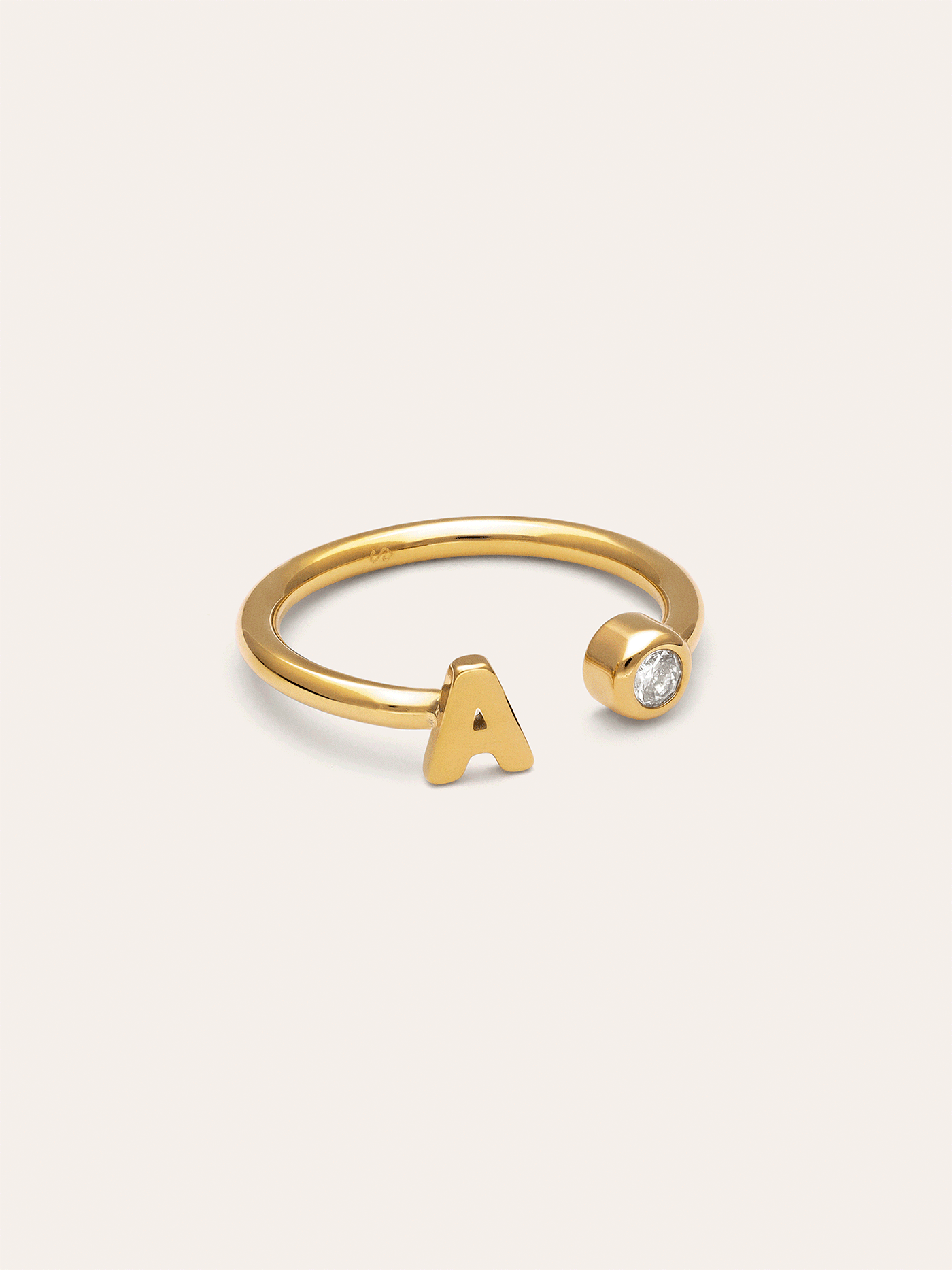 Personalized Ring Letter Spark Steel 18kt Gold Plated