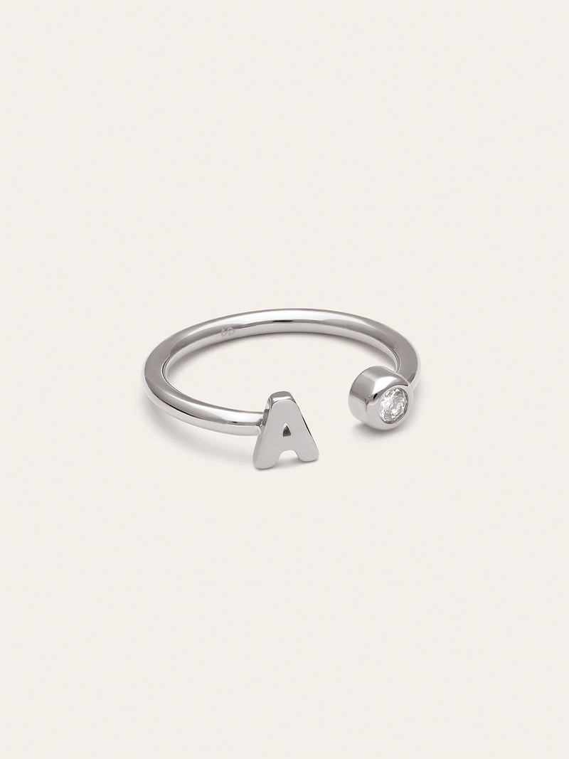 Personalized Ring Letter Spark Steel