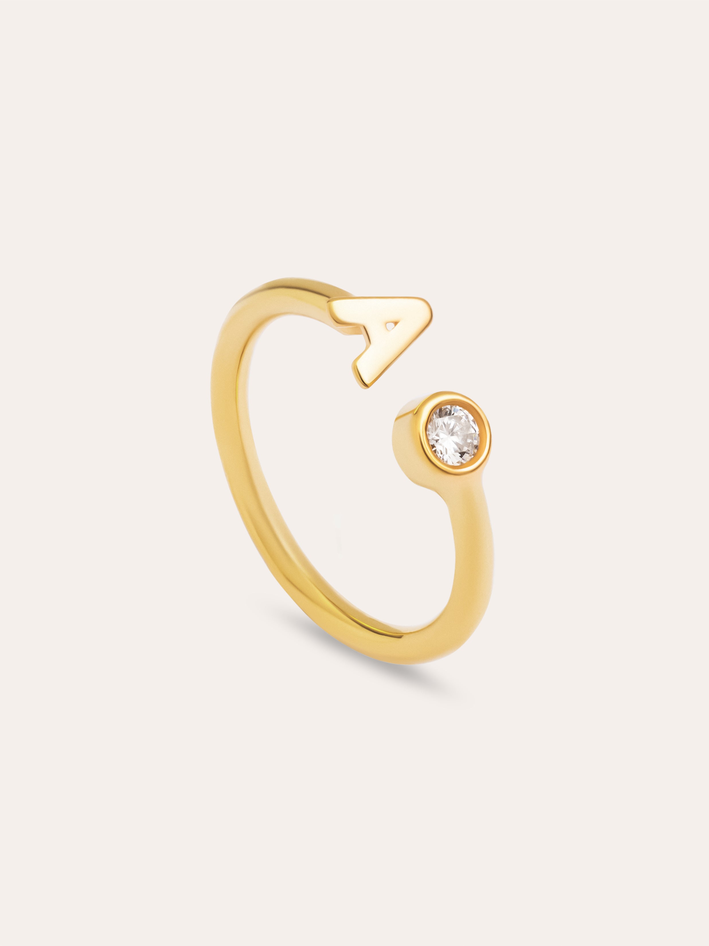 Letter Diamond Personalized Gold Ring