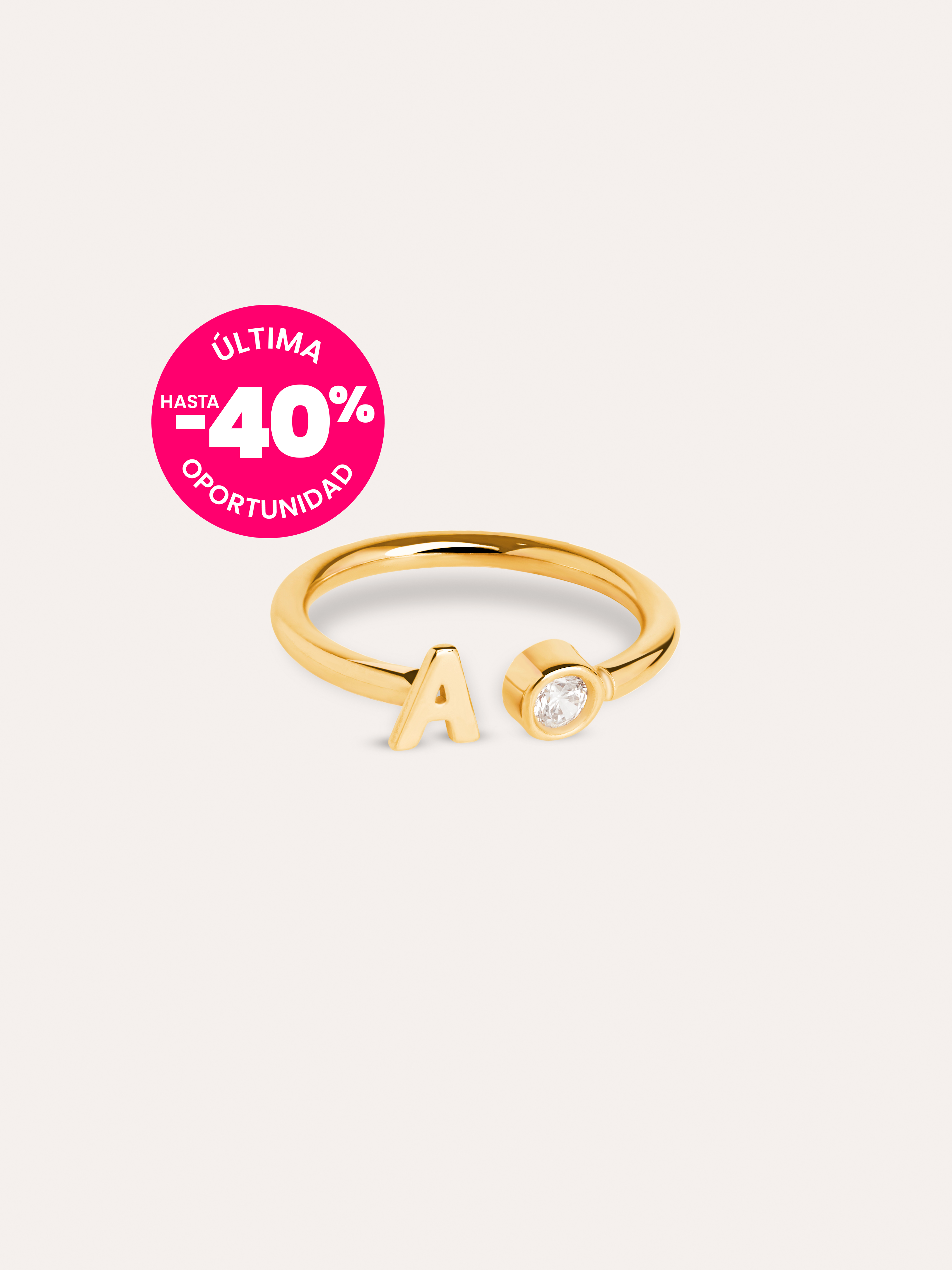 Anillo Personalizado Letter Spark Plata Baño Oro