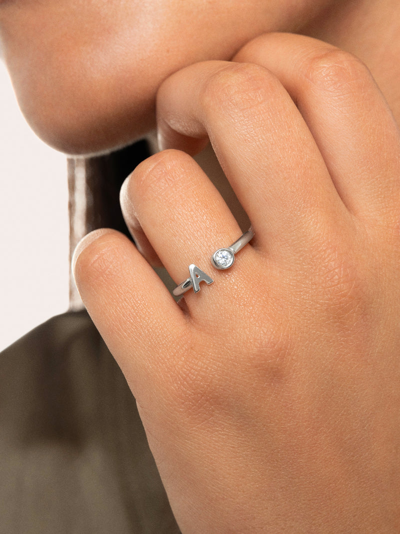 Personalized Ring Letter Spark Steel