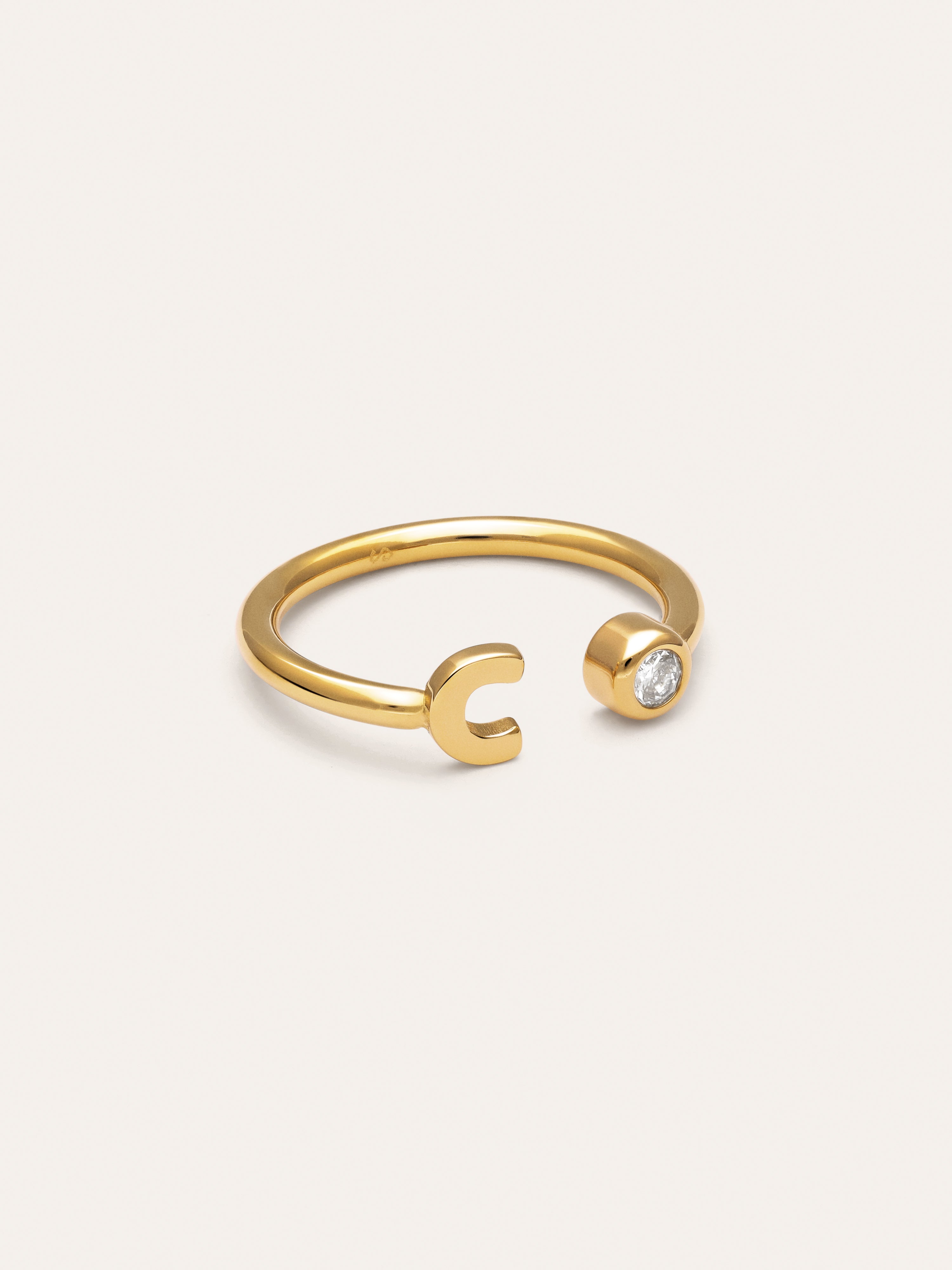 Personalized Ring Letter Spark Steel 18kt Gold Plated