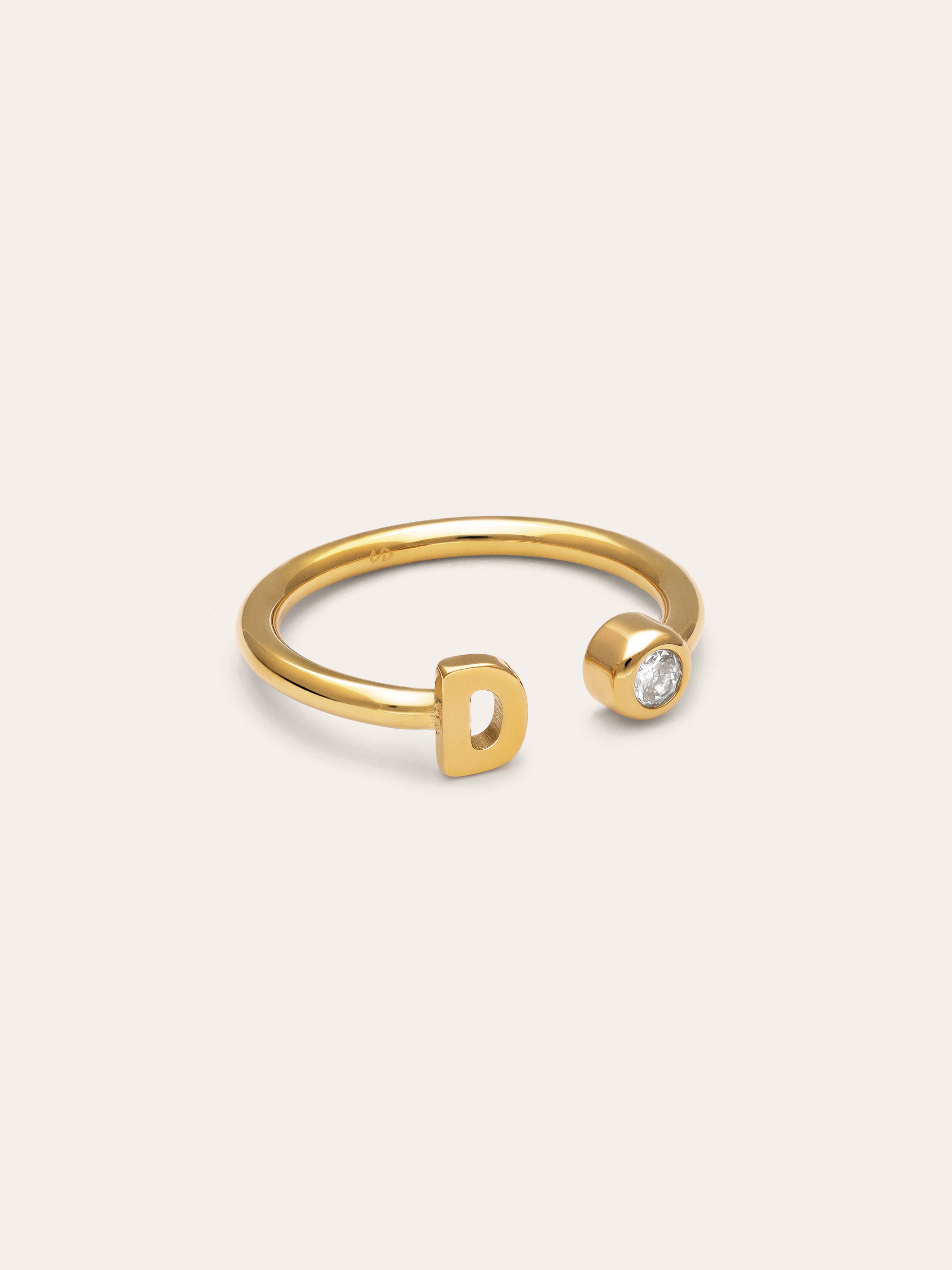 Personalized Ring Letter Spark Steel 18kt Gold Plated