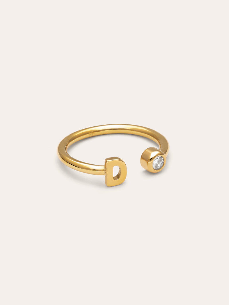 Personalized Ring Letter Spark Steel 18kt Gold Plated