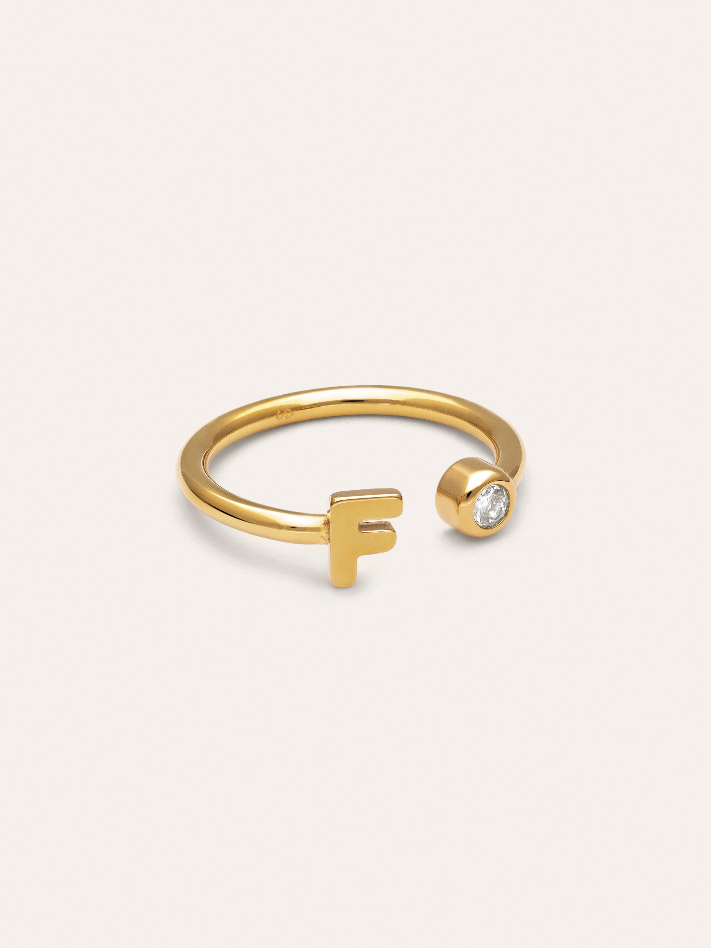 Personalized Ring Letter Spark Steel 18kt Gold Plated