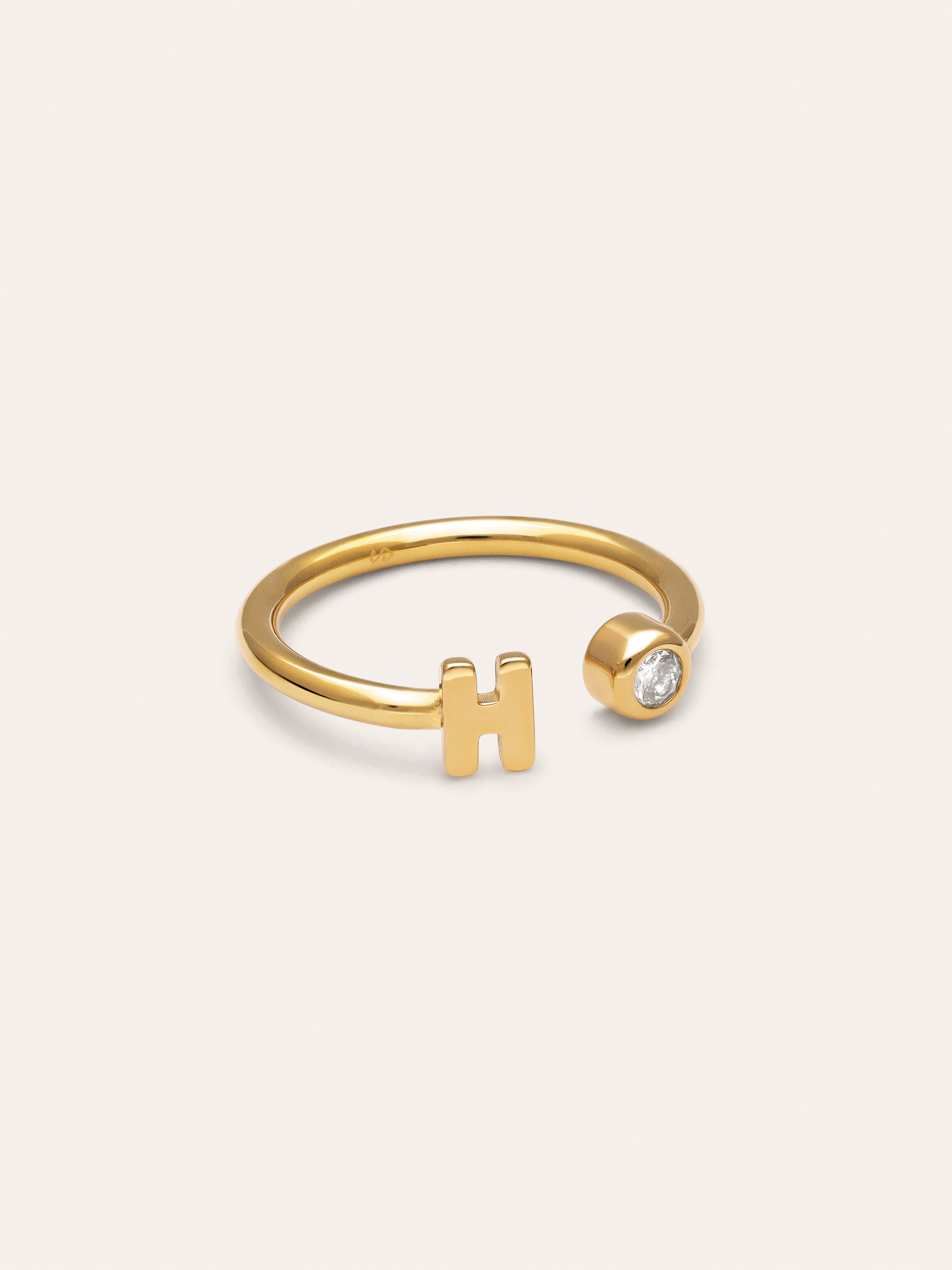 Personalized Ring Letter Spark Steel 18kt Gold Plated