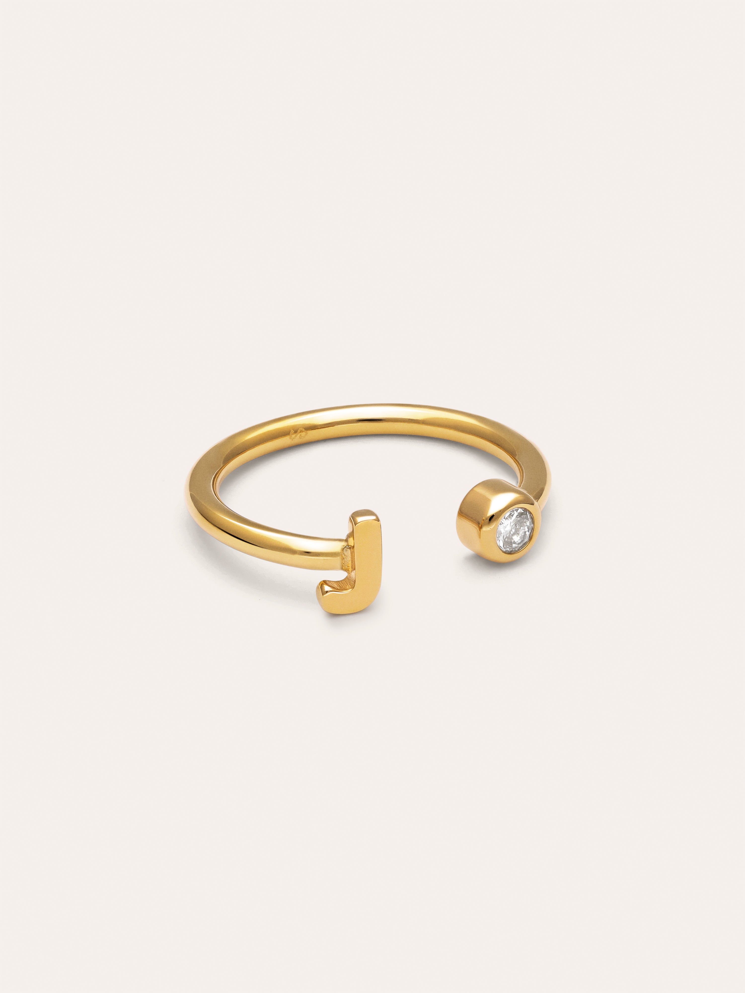 Personalized Ring Letter Spark Steel 18kt Gold Plated