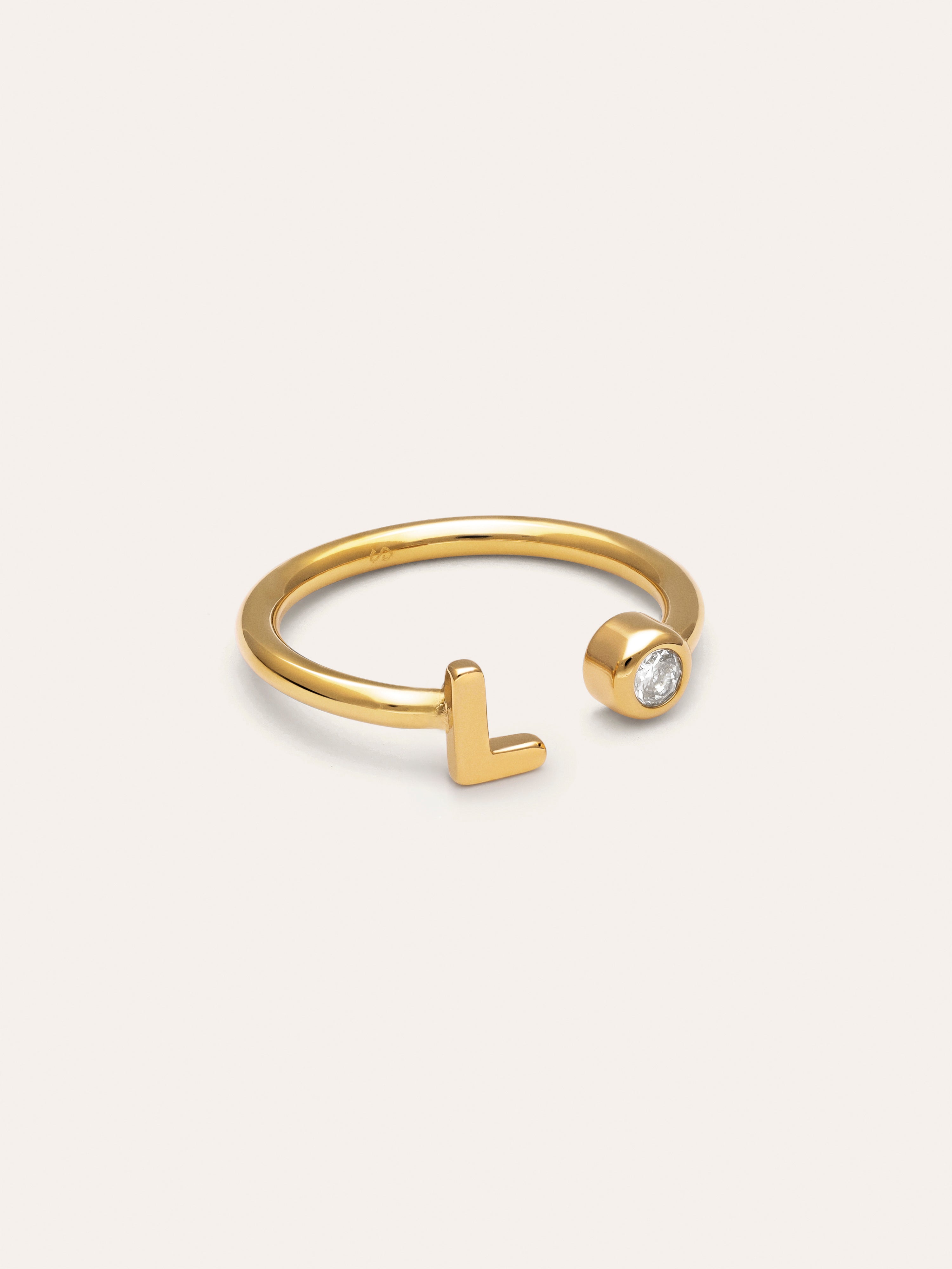 Personalized Ring Letter Spark Steel 18kt Gold Plated