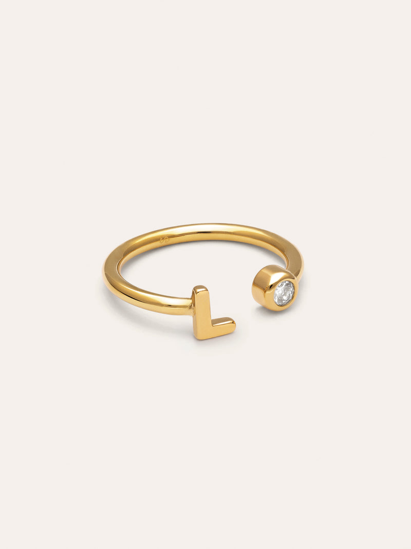 Personalized Ring Letter Spark Steel 18kt Gold Plated