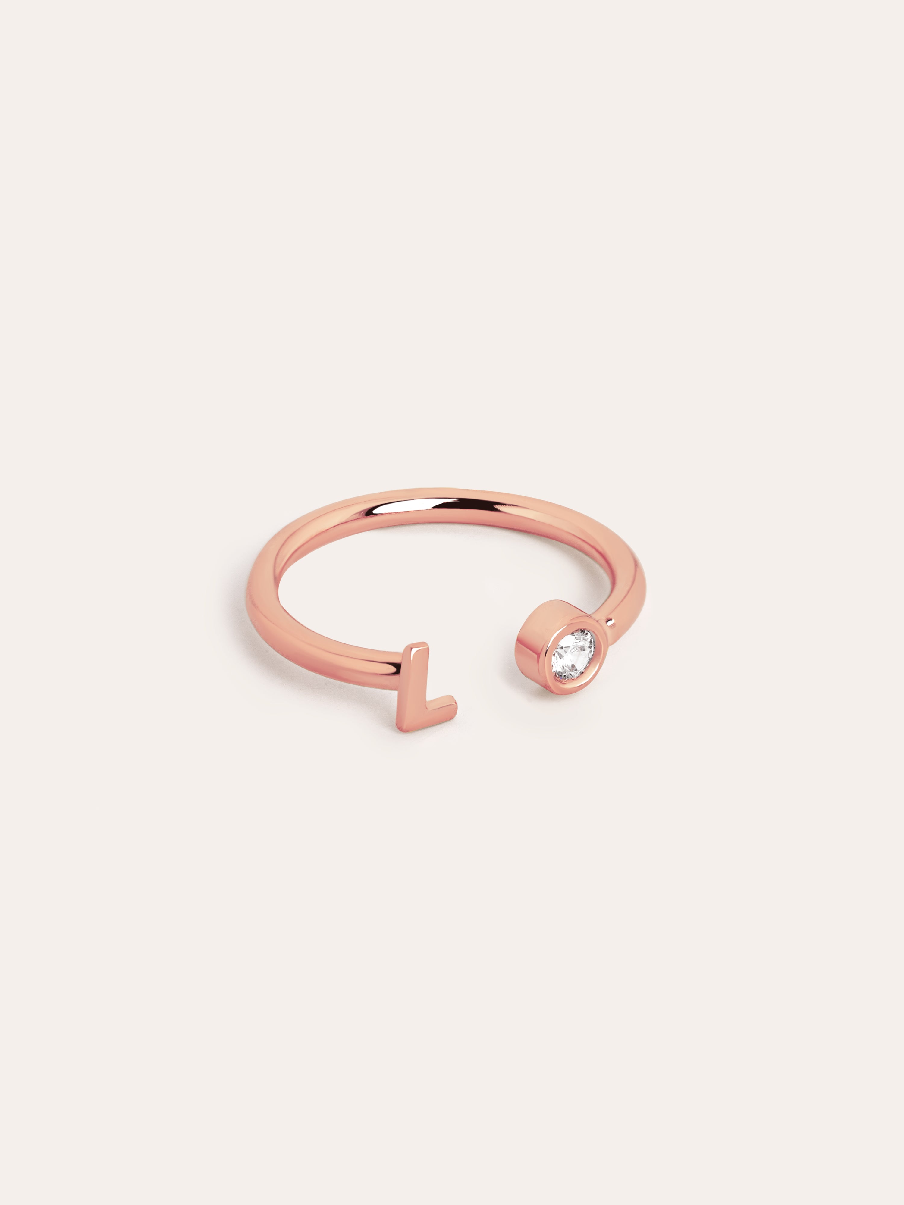 Letter Diamond Personalized Rose Gold Ring
