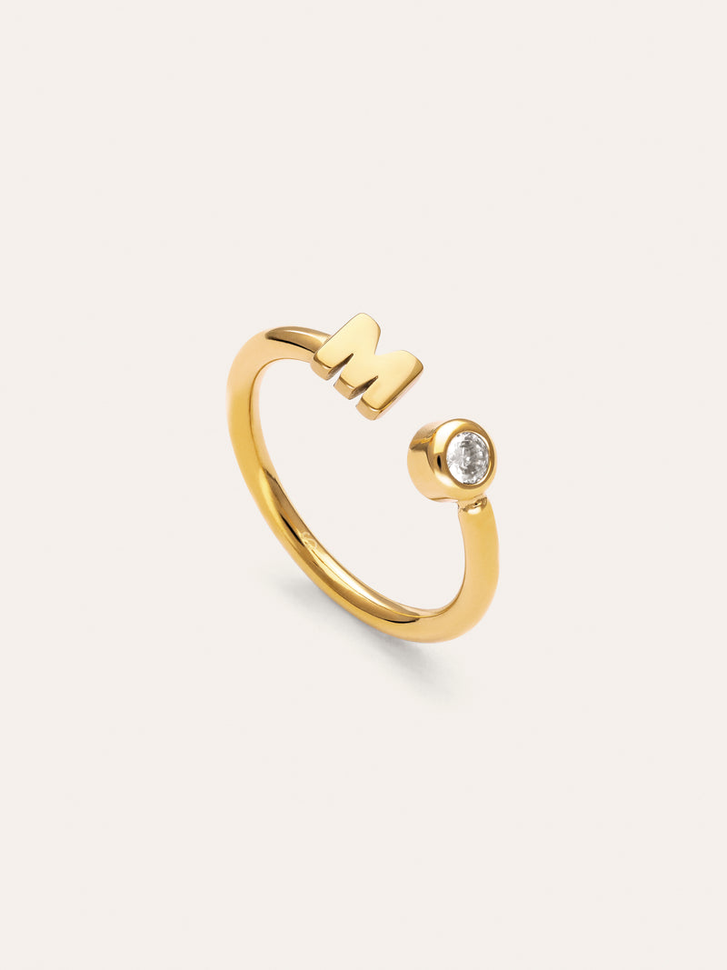 Personalized Ring Letter Spark Steel 18kt Gold Plated