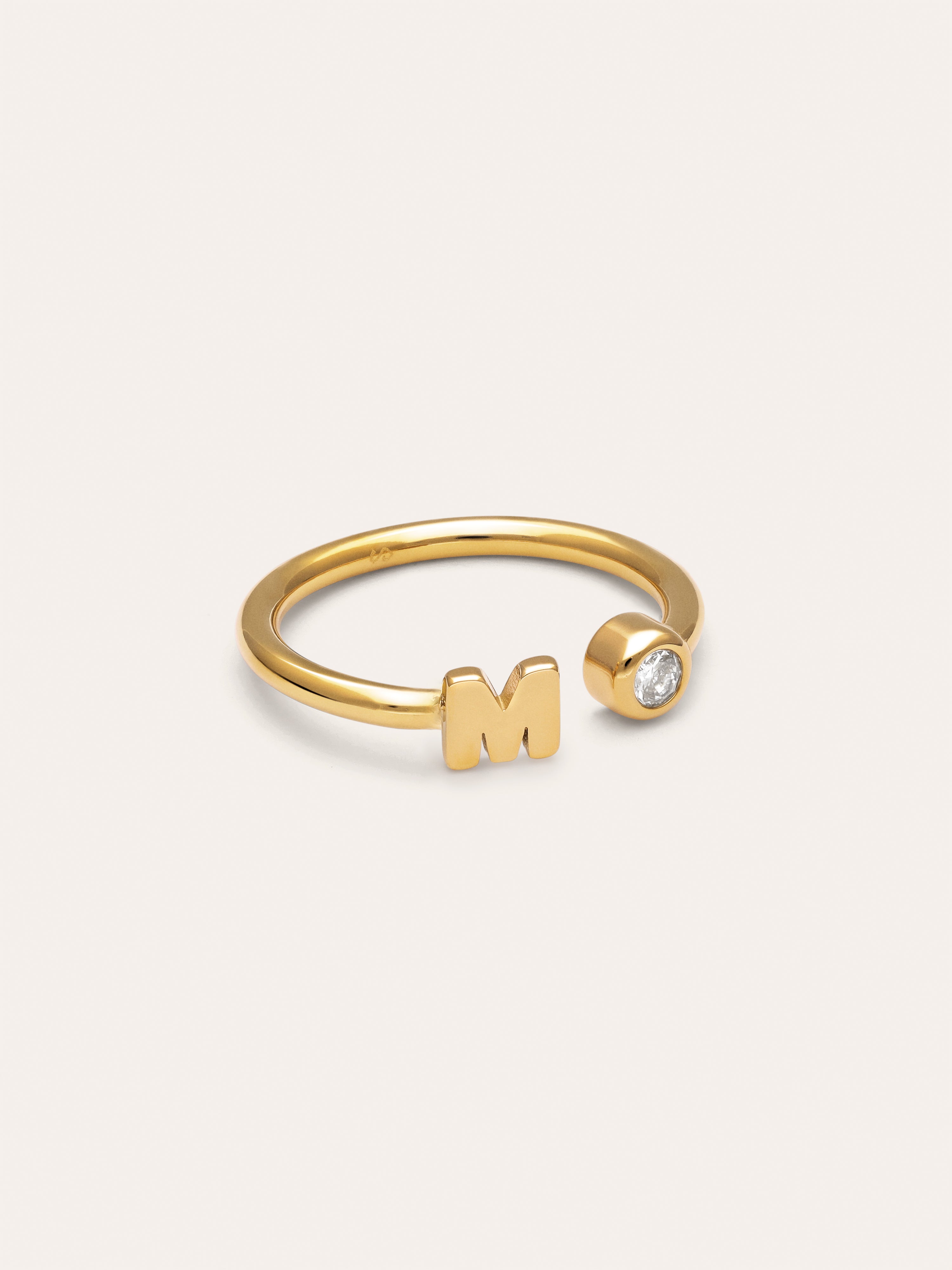 Personalized Ring Letter Spark Steel 18kt Gold Plated