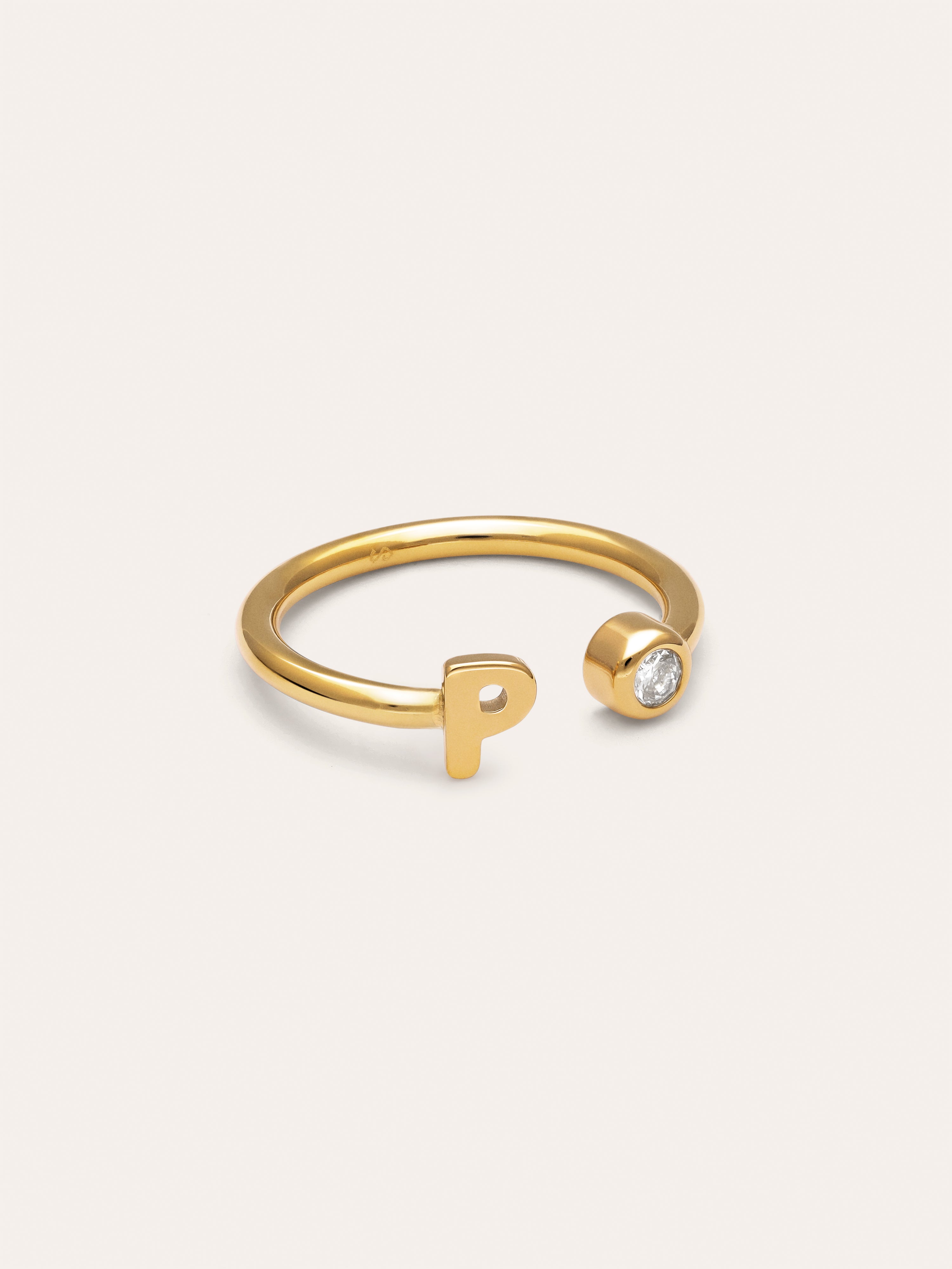 Personalized Ring Letter Spark Steel 18kt Gold Plated