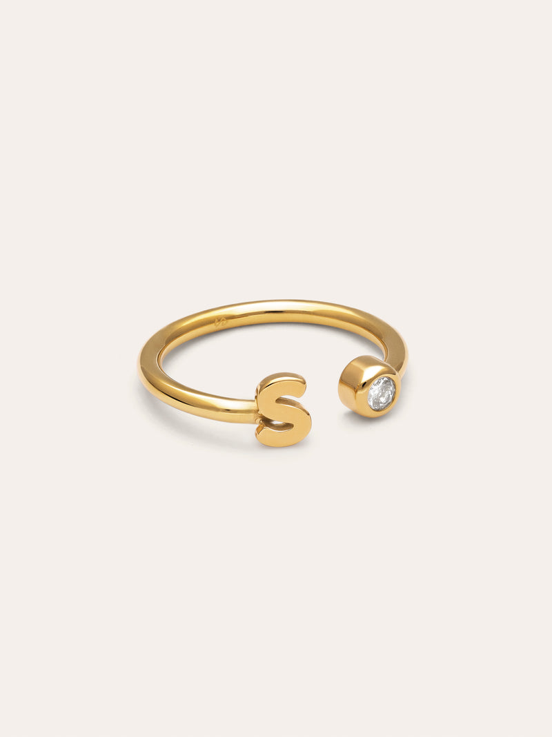 Personalized Ring Letter Spark Steel 18kt Gold Plated