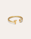 Personalized Ring Letter Spark Steel 18kt Gold Plated