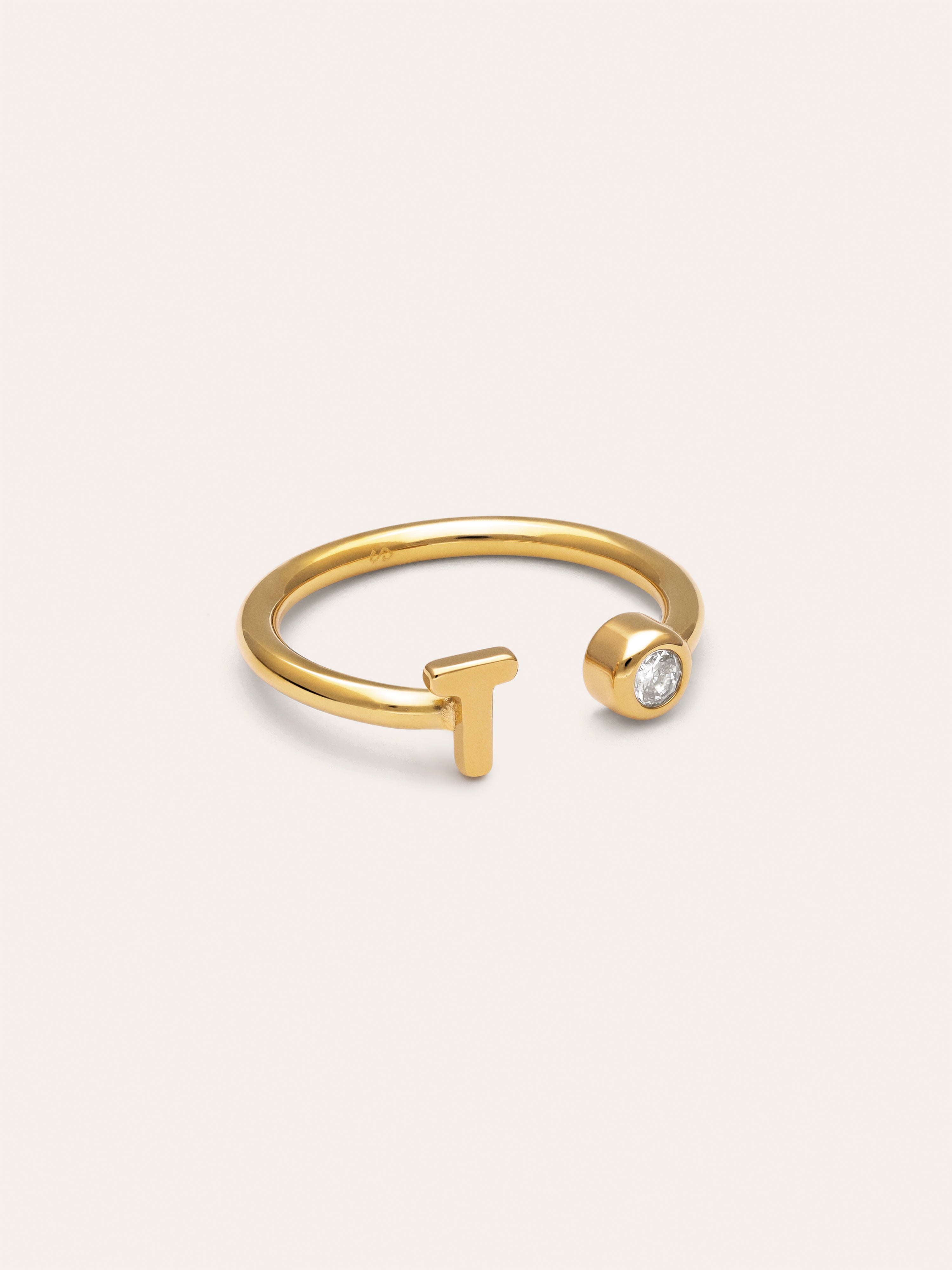 Personalized Ring Letter Spark Steel 18kt Gold Plated