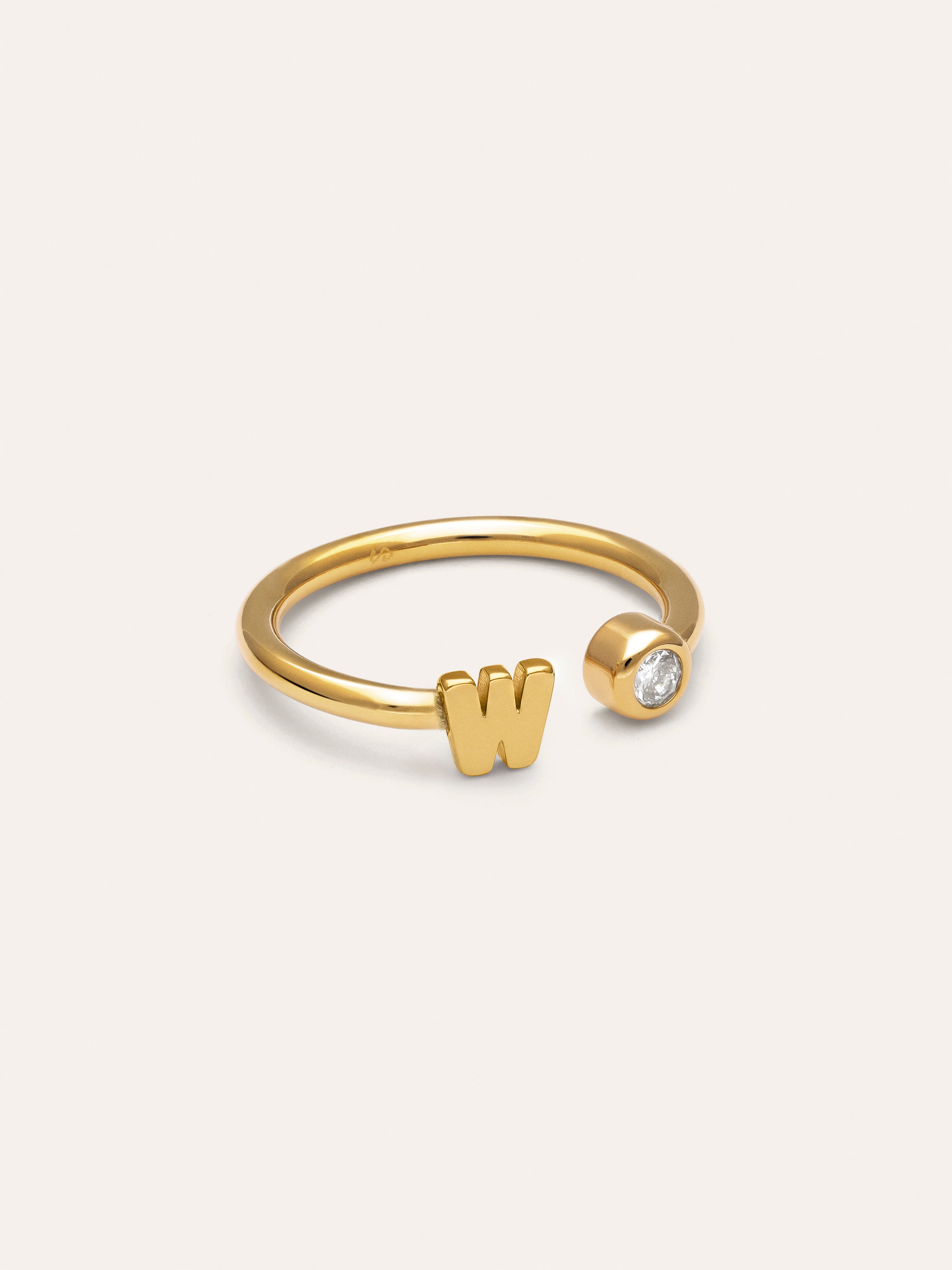 Personalized Ring Letter Spark Steel 18kt Gold Plated