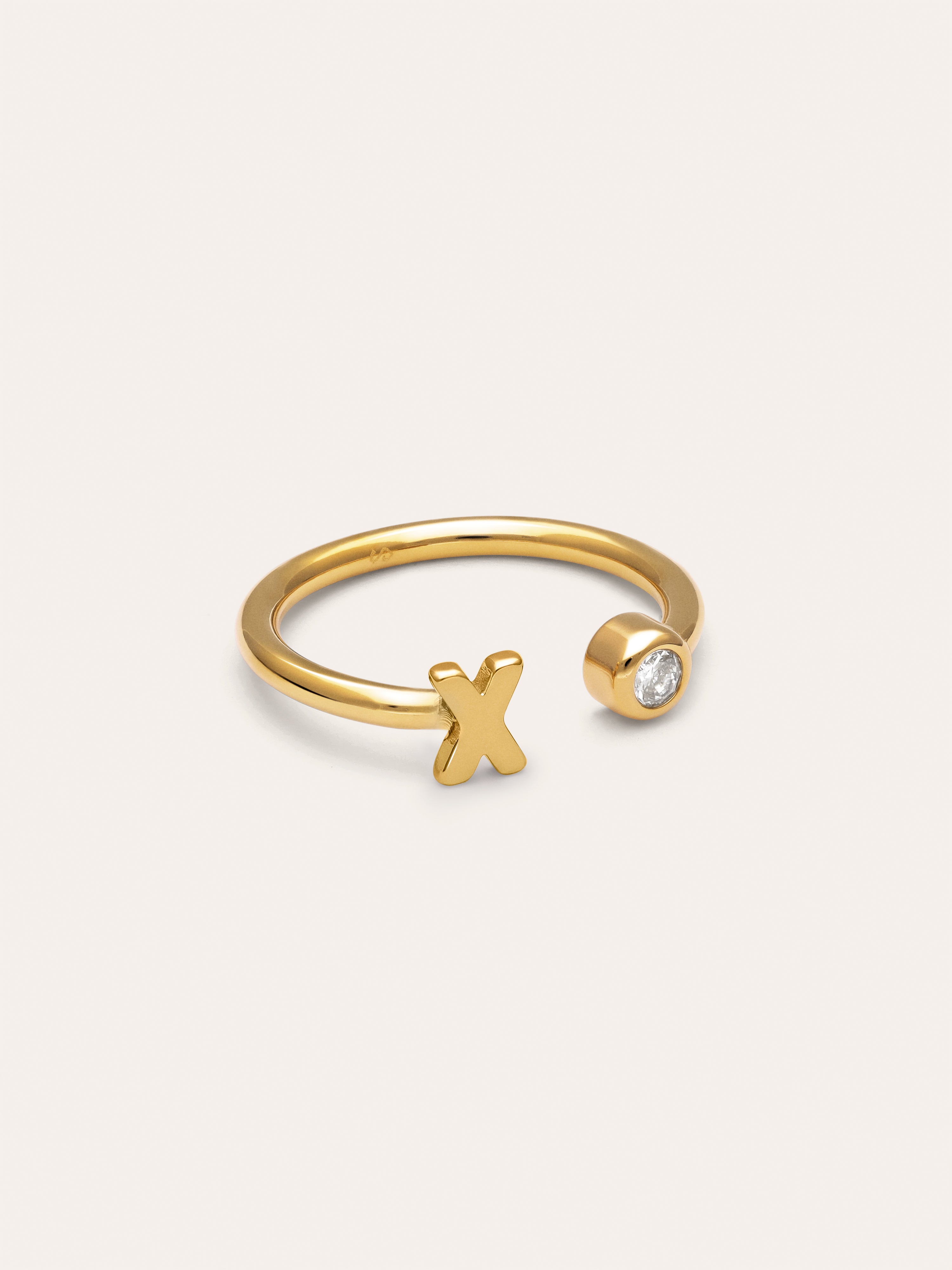 Personalized Ring Letter Spark Steel 18kt Gold Plated