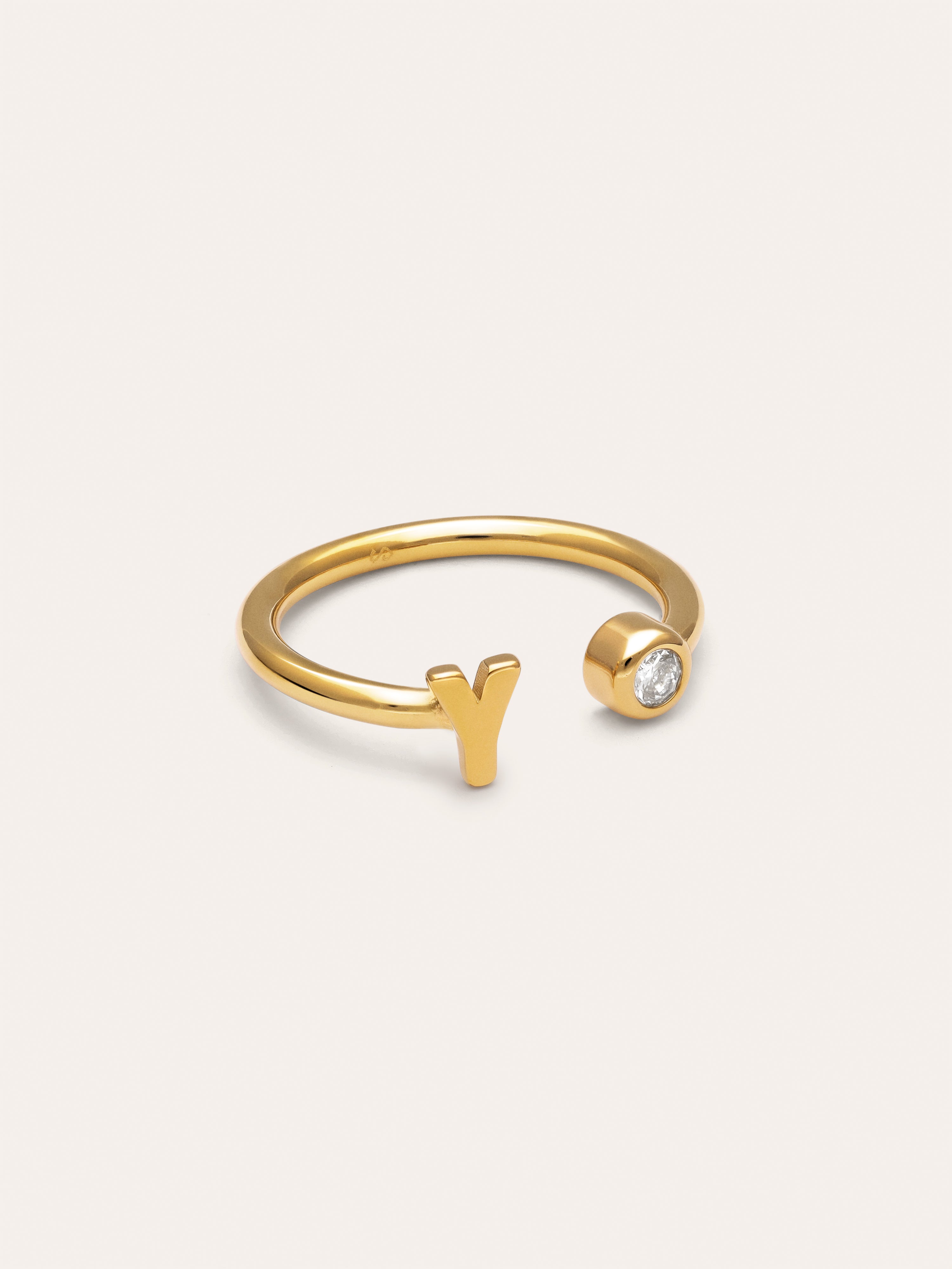 Personalized Ring Letter Spark Steel 18kt Gold Plated
