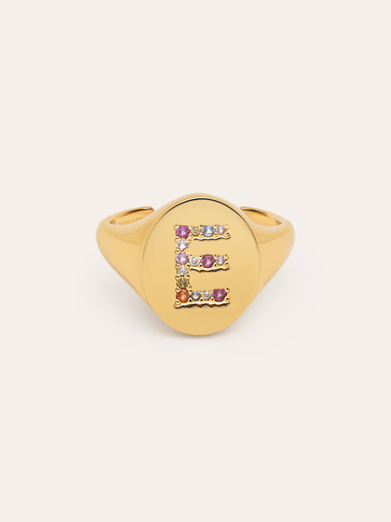 Singnet Letter Colors Personalized Gold Ring
