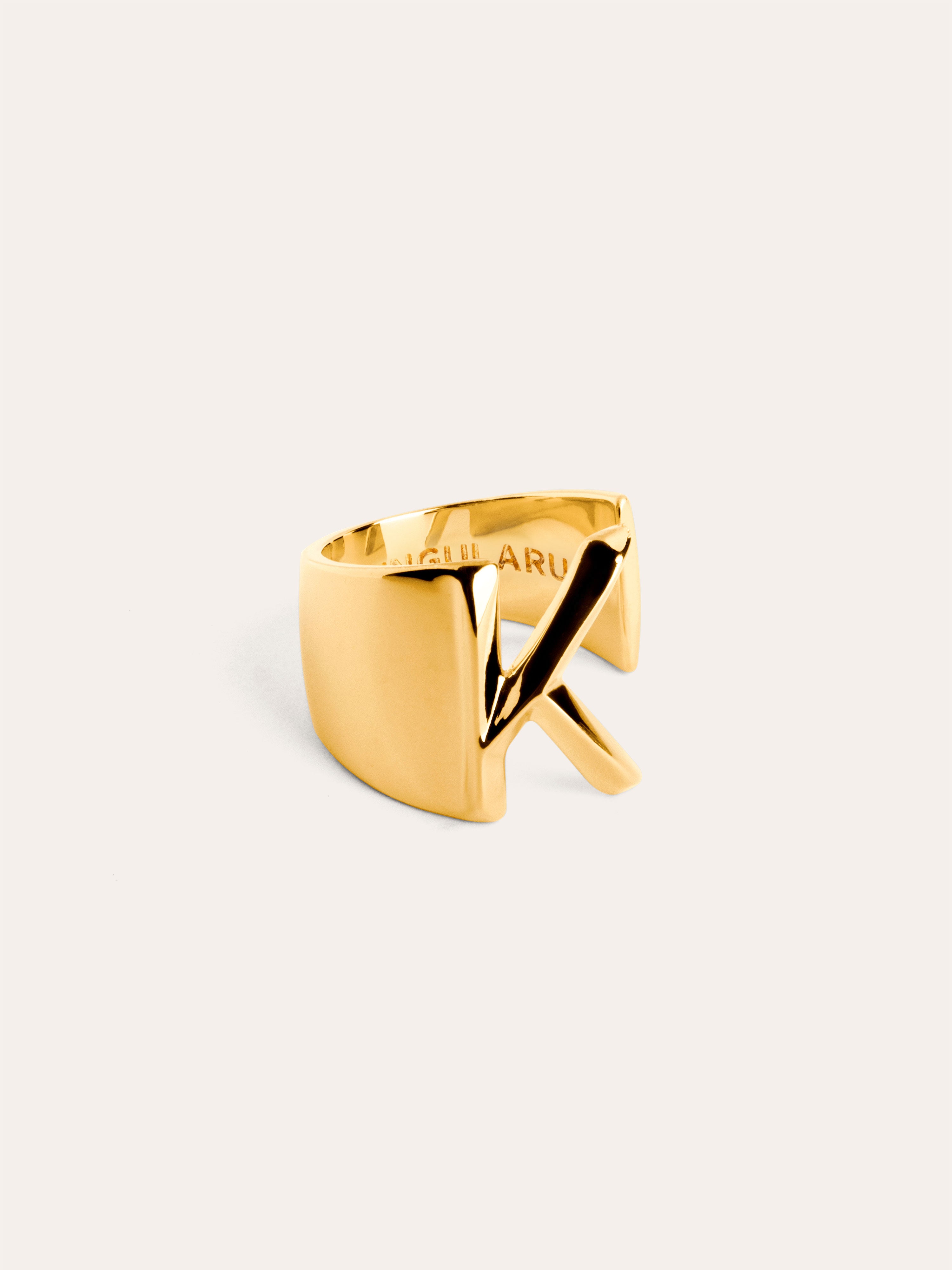 Letter Signet Personalized Gold Ring