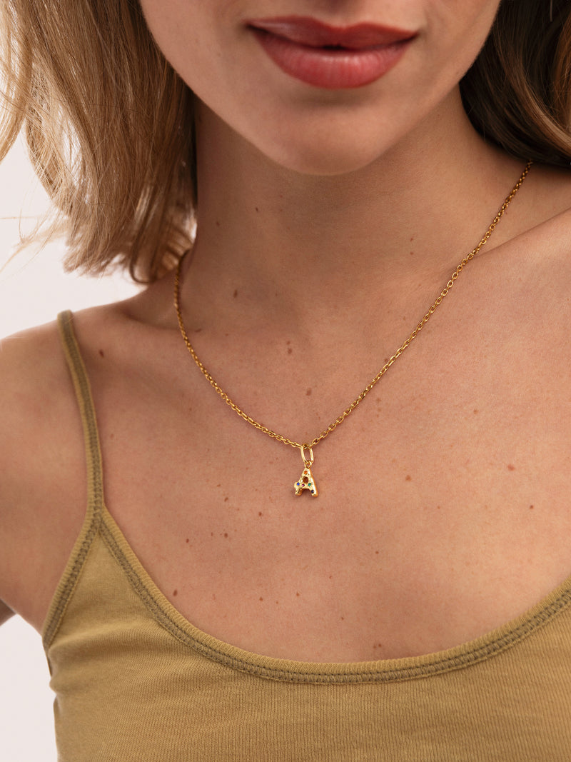 Personalized Initial Charm Organic Colors 18kt Gold Plated