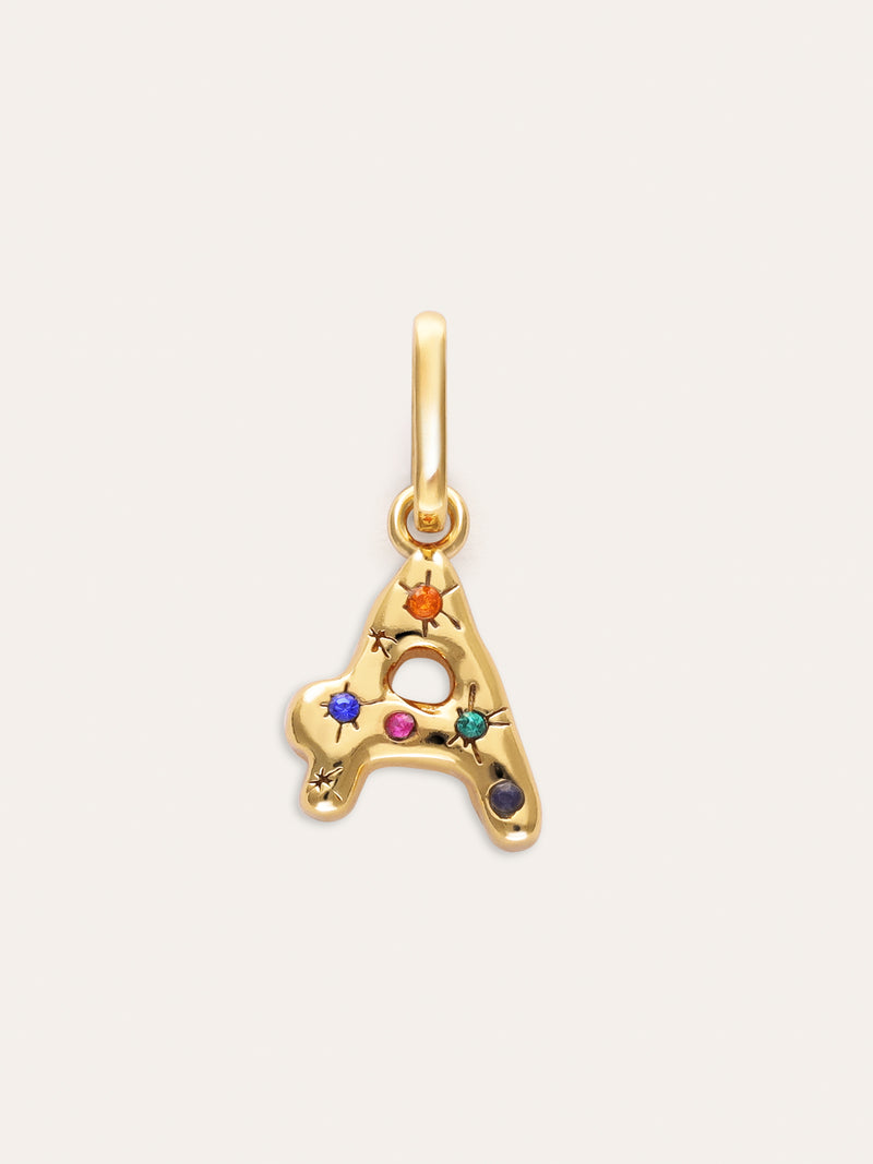 Personalized Initial Charm Organic Colors 18kt Gold Plated