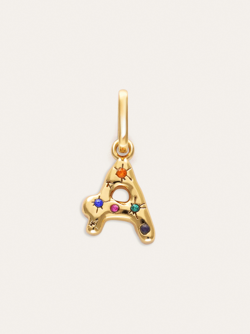 Personalized Initial Charm Organic Colors 18kt Gold Plated