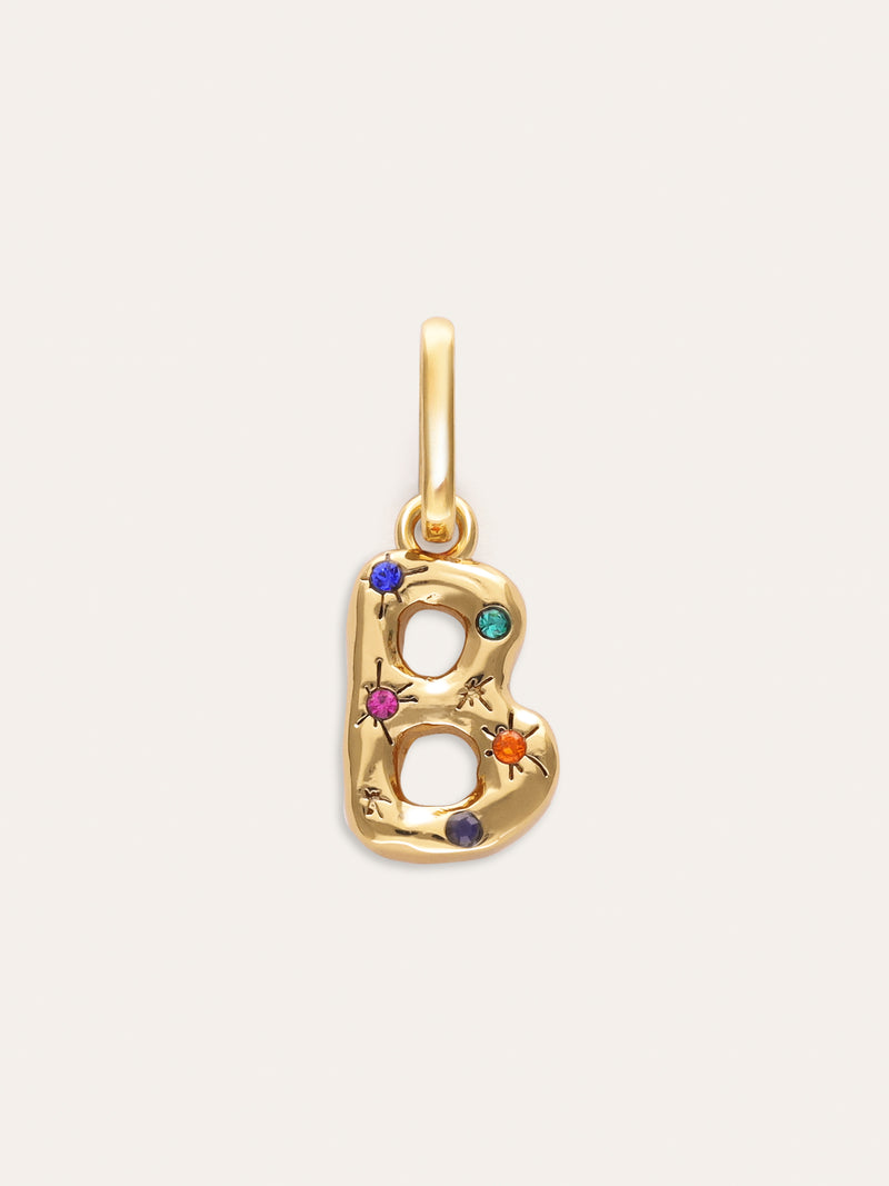 Personalized Initial Charm Organic Colors 18kt Gold Plated
