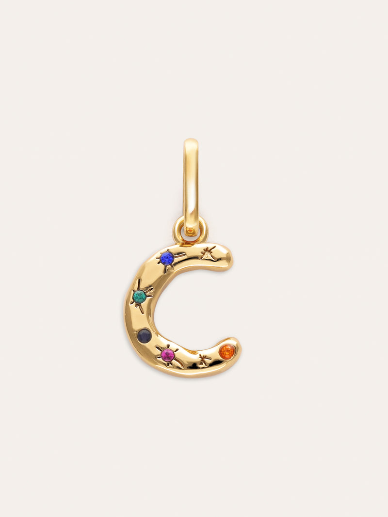 Personalized Initial Charm Organic Colors 18kt Gold Plated