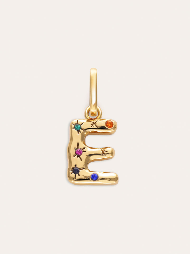 Personalized Initial Charm Organic Colors 18kt Gold Plated
