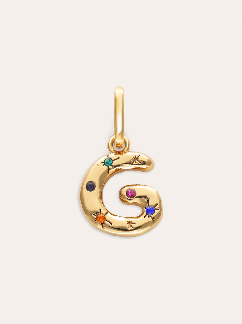 Personalized Initial Charm Organic Colors 18kt Gold Plated