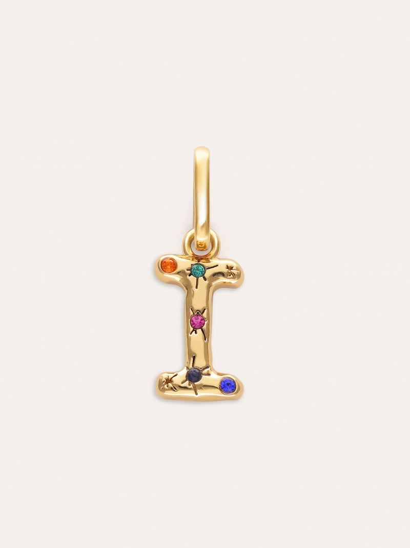 Personalized Initial Charm Organic Colors 18kt Gold Plated