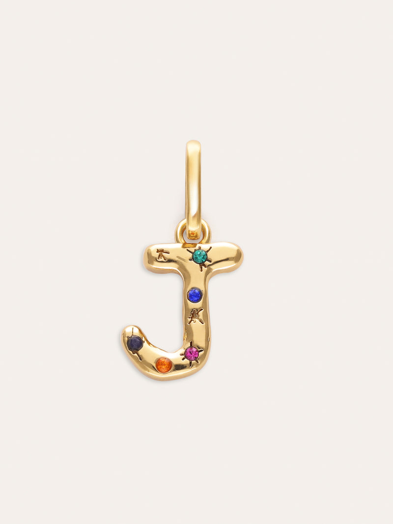 Personalized Initial Charm Organic Colors 18kt Gold Plated