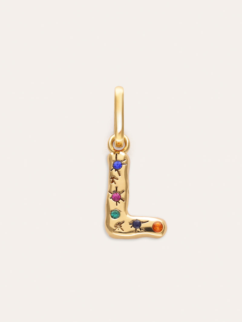 Personalized Initial Charm Organic Colors 18kt Gold Plated