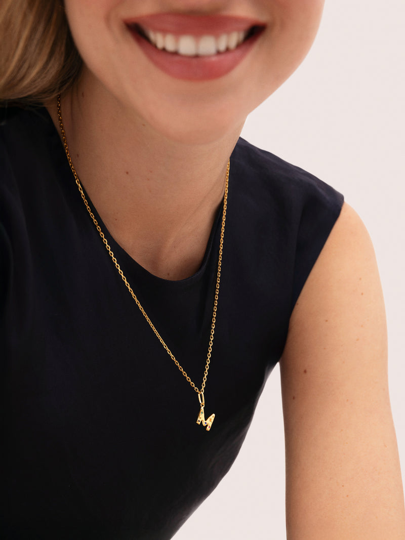 Personalized Initial Charm Organic Colors 18kt Gold Plated
