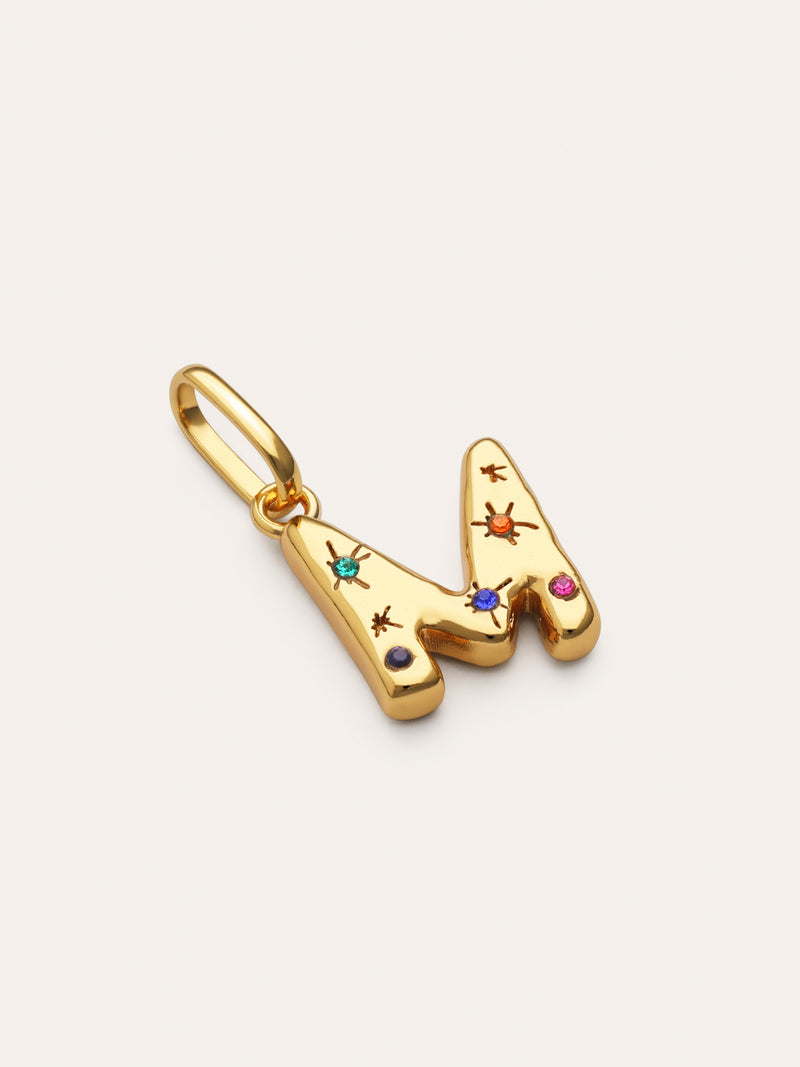Personalized Initial Charm Organic Colors 18kt Gold Plated